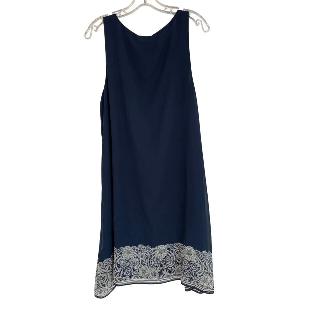 NWT Max Studio Navy Lace Print Shift Tank Dress Large - Picture 6 of 8